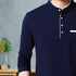 Men Navy Blue Henley Full Sleeve T-Shirt